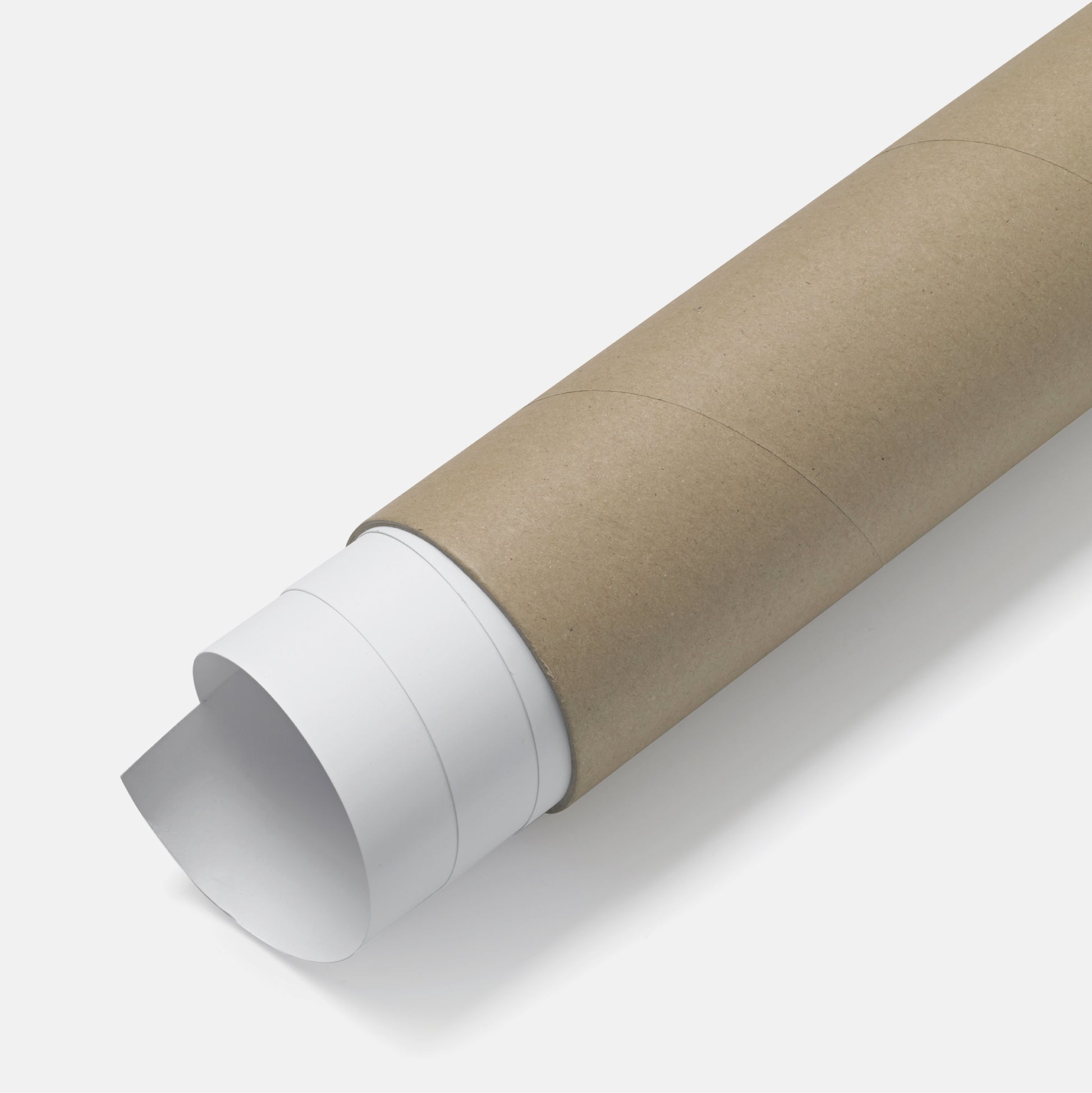 a roll of brown paper on a white background