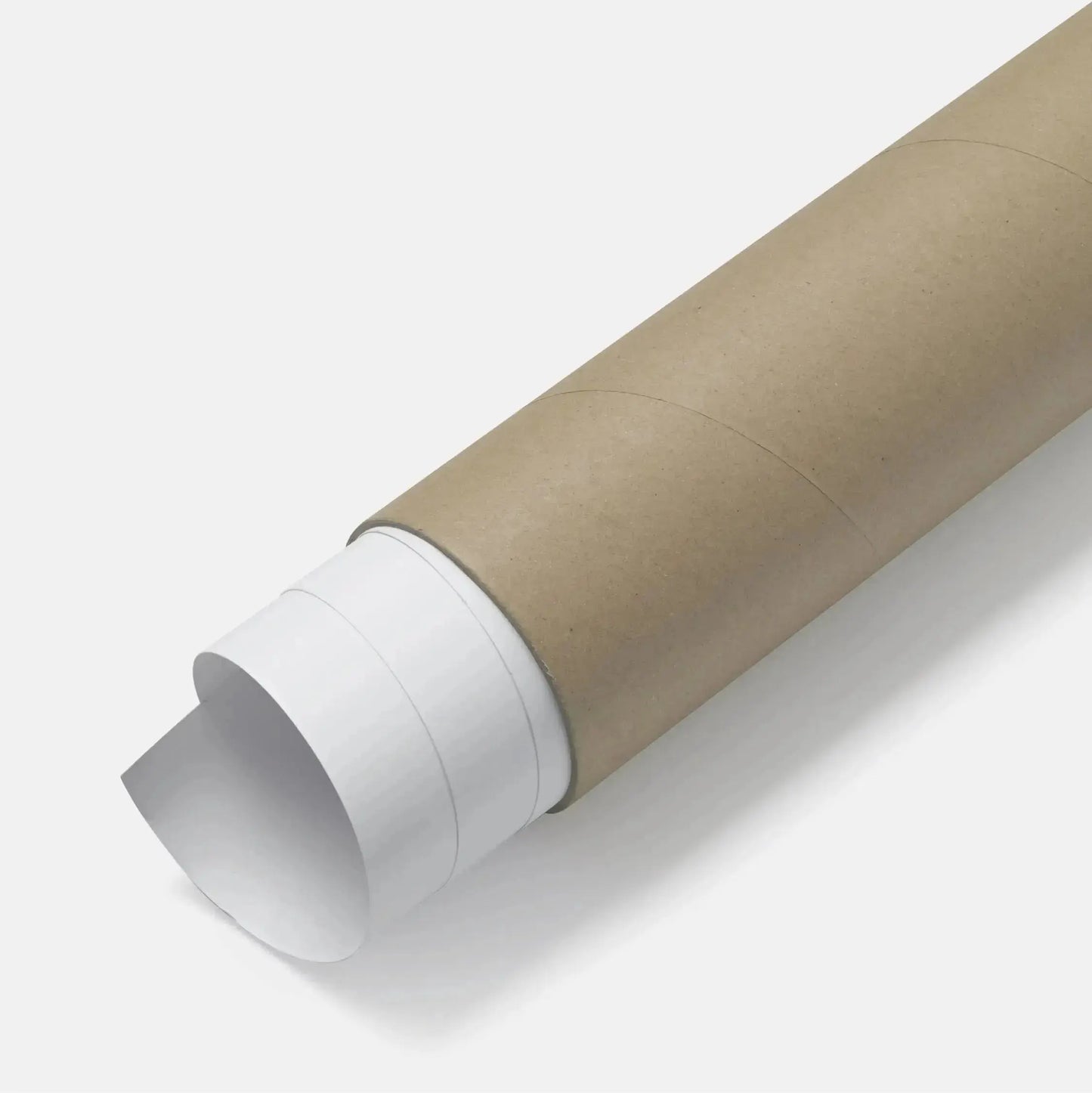 a roll of brown paper on a white background