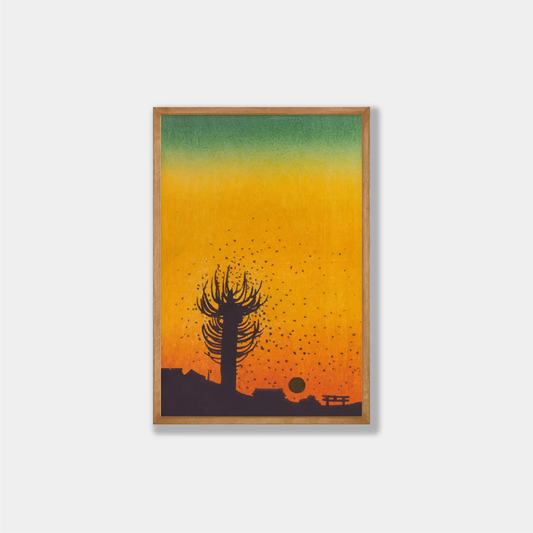 Vintage Sunset Silhouette Japanese Art-Art Prints-New Visual Things