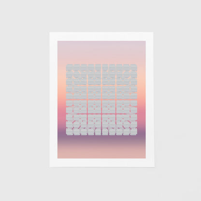 Pink Sunset Panel Grid Art Print