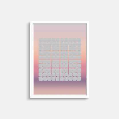 Pink Sunset Panel Grid Art Print